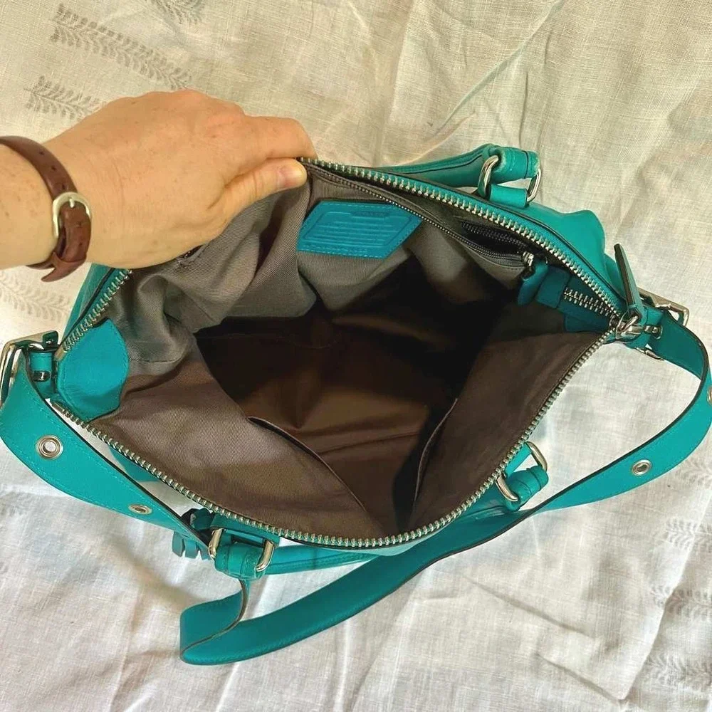 Coach‎ Legacy Molly Satchel 21132 Robin's Egg Blue Turquoise Leather Tassel Boho